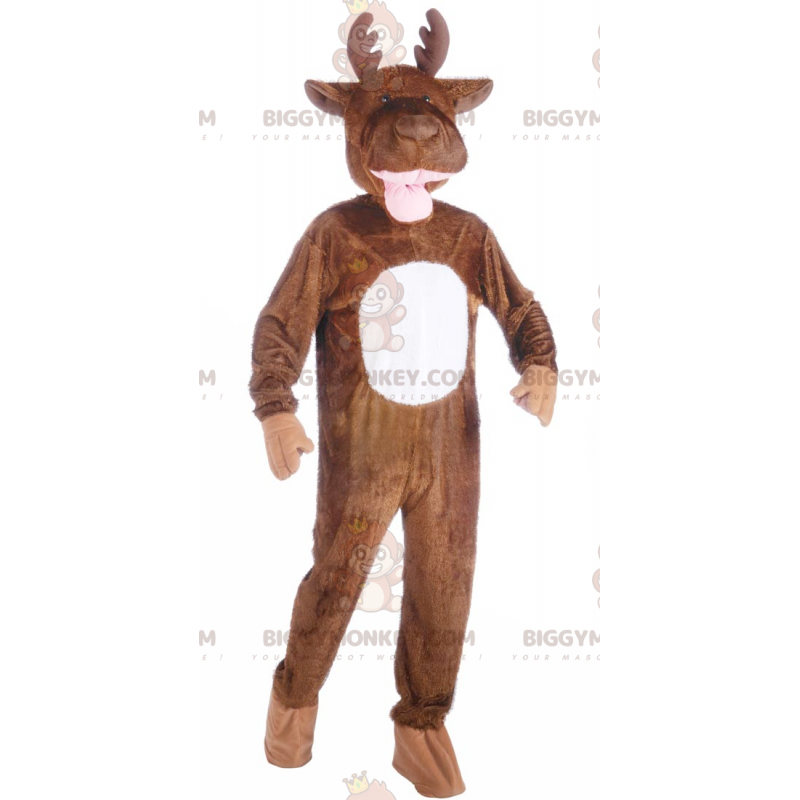 Giant Brown and White Reindeer BIGGYMONKEY™ Mascot Costume –