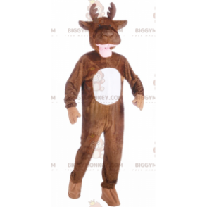 Giant Brown and White Reindeer BIGGYMONKEY™ Mascot Costume -