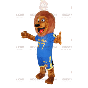 BIGGYMONKEY™ Mascot Costume Phenomenal Brown Lion In Blue