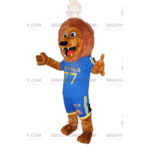 BIGGYMONKEY™ Mascot Costume Phenomenal Brown Lion In Blue
