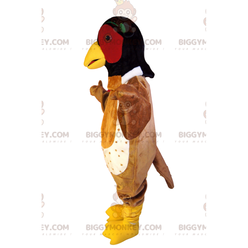 BIGGYMONKEY™ Mascot Costume Brown Bird with Black and Red Head