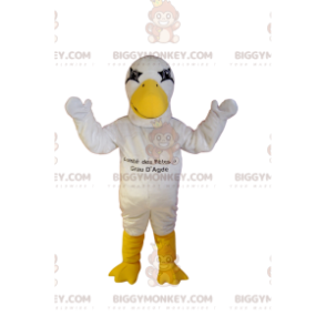 BIGGYMONKEY™ mascottekostuum van witte meeuw met zijn grote