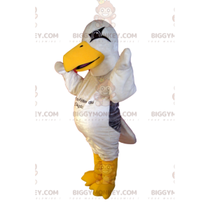 Kostým maskota BIGGYMONKEY™ bílého racka s velkým žlutým