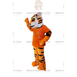 For sød tiger BIGGYMONKEY™ maskotkostume med orange T-shirt -