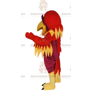 BIGGYMONKEY™ costume mascotte di fenice fucsia, rossa e gialla