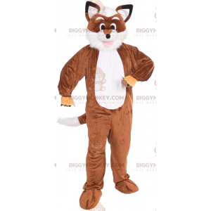 Traje de mascote BIGGYMONKEY™ todo peludo laranja e raposa