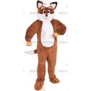 BIGGYMONKEY™ All Furry Orange og White Fox Mascot Costume -