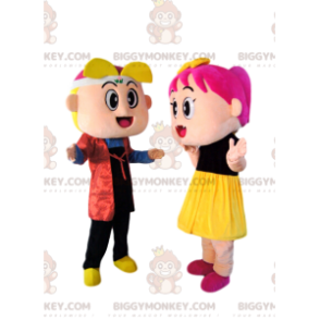 Super sjov lille pige og dreng BIGGYMONKEY™ Mascot Costume Duo