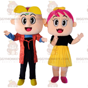 Super Fun Little Girl and Boy BIGGYMONKEY™ Mascot Costume Duo –