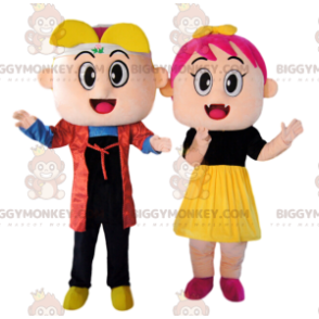 Super Fun Little Girl and Boy BIGGYMONKEY™ Mascot Costume Duo –