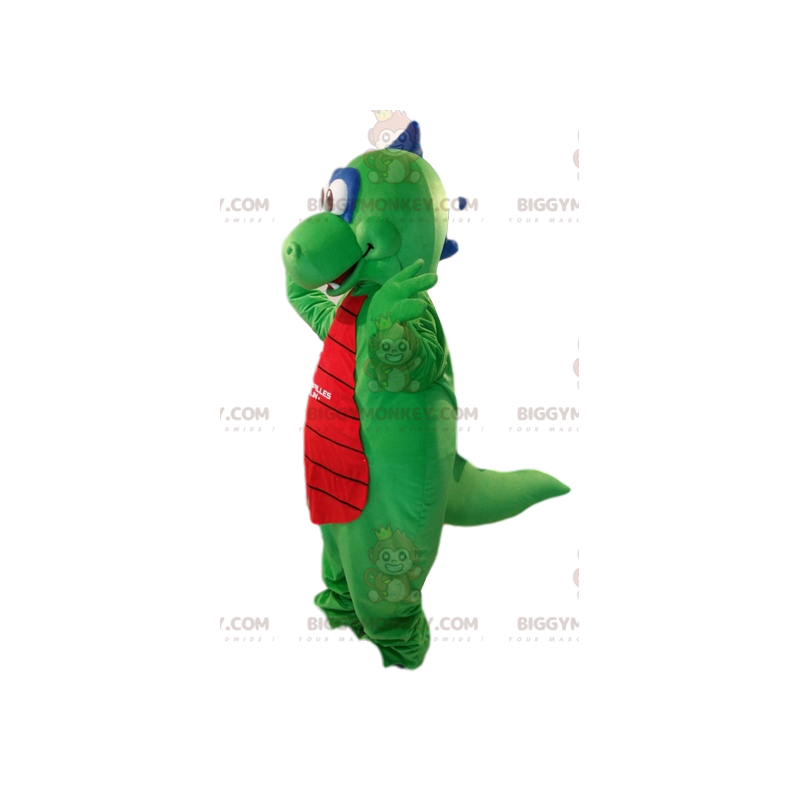Disfraz de mascota BIGGYMONKEY™ de dragón verde y rojo muy