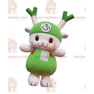 Costume de mascotte BIGGYMONKEY™ de poireau vert et blanc de