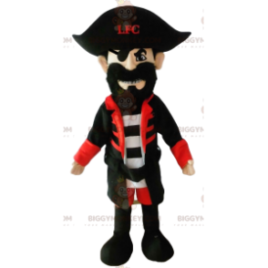 Pirate BIGGYMONKEY™ Mascot Costume with a gorgeous black suit.