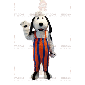 BIGGYMONKEY™ mascottekostuum van witte hond met oranje en blauw