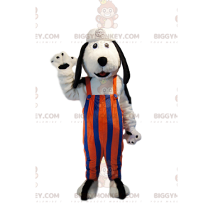 Traje de mascote BIGGYMONKEY™ de cachorro branco com macacão