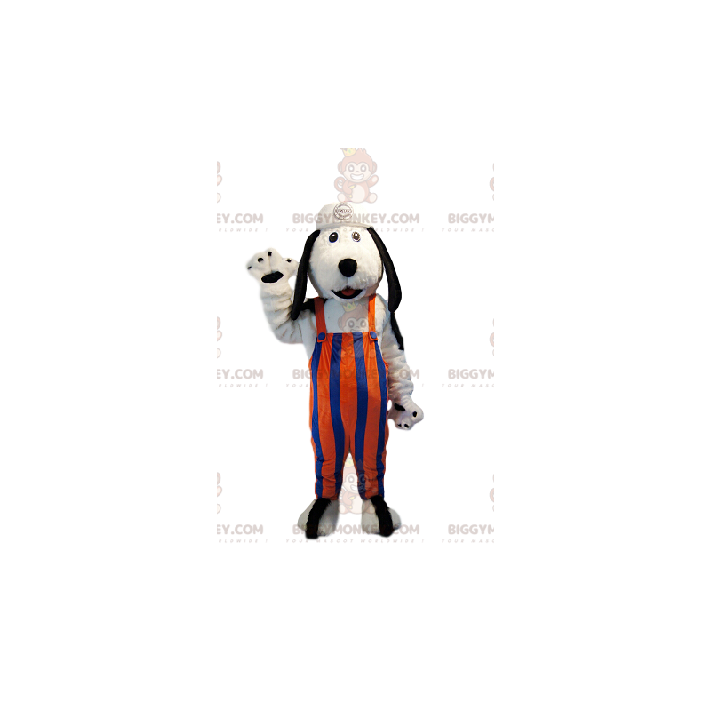 BIGGYMONKEY™ mascot costume of white dog with orange and blue