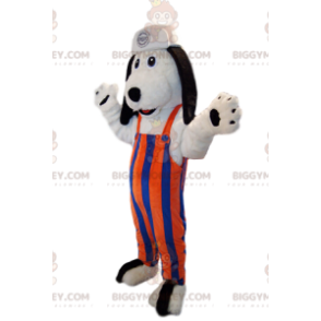 BIGGYMONKEY™ mascot costume of white dog with orange and blue