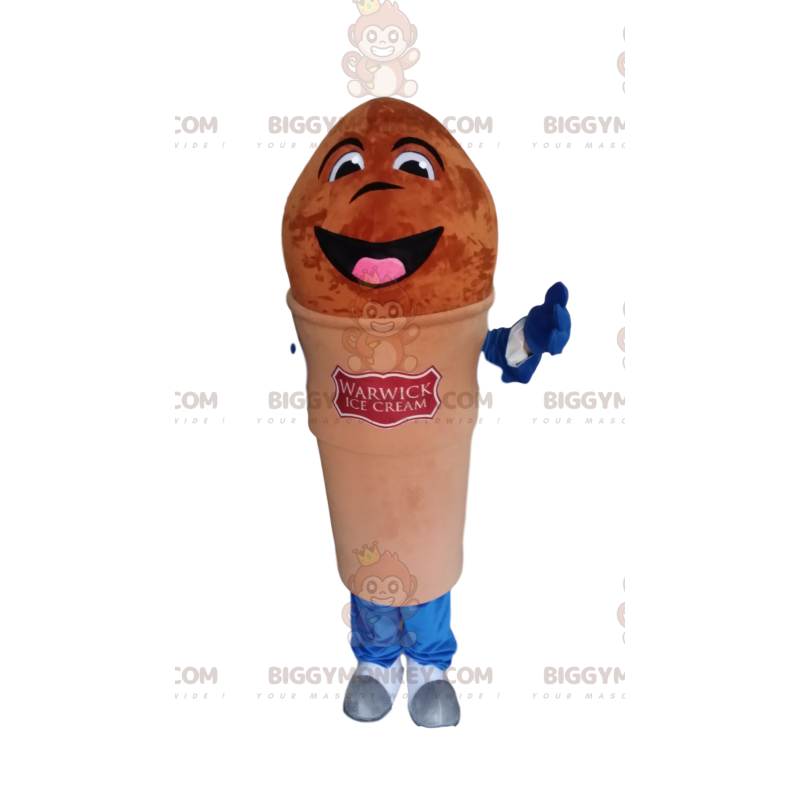 Kostým maskota Very Happy Hnědý kužel zmrzliny BIGGYMONKEY™! –