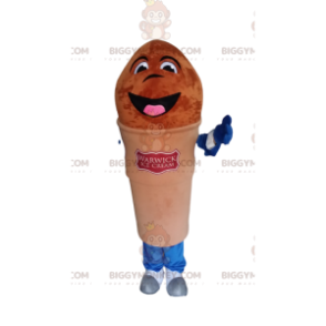 ¡Disfraz de mascota BIGGYMONKEY™ con cono de helado marrón muy