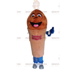 Very Happy Brown Ice Cream Cone BIGGYMONKEY™ Mascot Costume! –