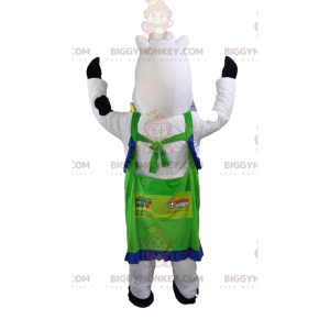 BIGGYMONKEY™ mascottekostuum van witte en zwarte koe met groen