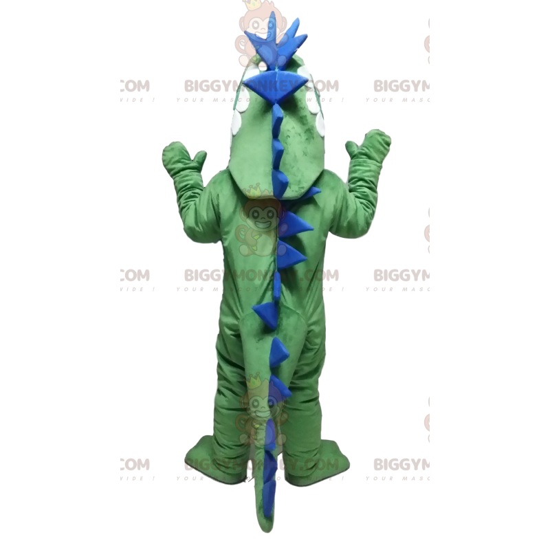 Costume mascotte BIGGYMONKEY™ dinosauro verde e blu. costume da