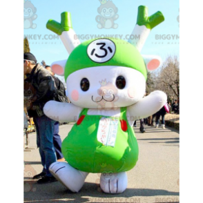 Costume de mascotte BIGGYMONKEY™ de poireau vert et blanc de