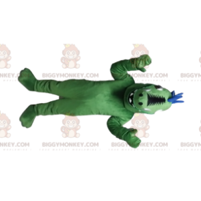 Traje de mascote de dinossauro verde e azul BIGGYMONKEY™.