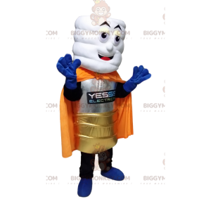 White Stack BIGGYMONKEY™ maskotdräkt med gulddräkt och orange