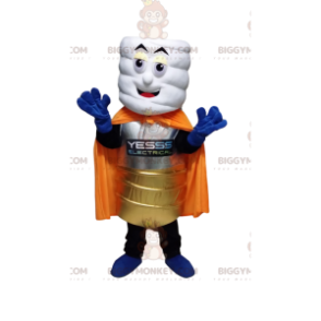 White Stack BIGGYMONKEY™ maskotdräkt med gulddräkt och orange