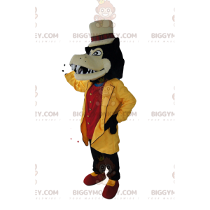 Costume de mascotte BIGGYMONKEY™ de loup Dandy avec sa veste