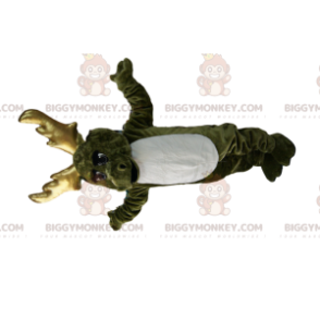 BIGGYMONKEY™ costume da mascotte di renna color cachi con corna