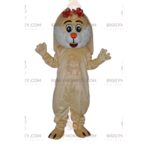 Costume de mascotte BIGGYMONKEY™ de lapine beige sympathique