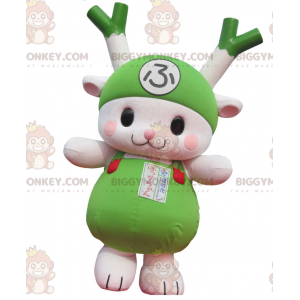 Costume de mascotte BIGGYMONKEY™ de poireau vert et blanc de