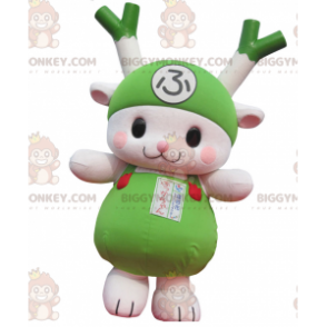 Costume de mascotte BIGGYMONKEY™ de poireau vert et blanc de