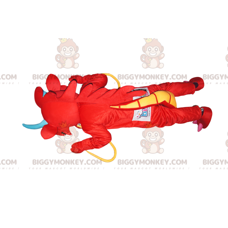 BIGGYMONKEY™ Mascot Costume Super Fun Red Dragon with Yellow