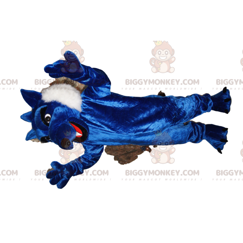 Costume de mascotte BIGGYMONKEY™ de loup bleu avec une belle