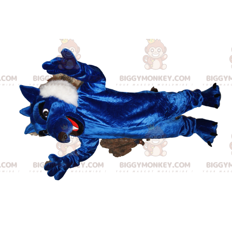Fato de mascote BIGGYMONKEY™ de lobo azul com pelo bonito.