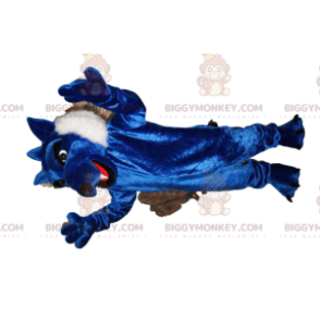 Costume de mascotte BIGGYMONKEY™ de loup bleu avec une belle