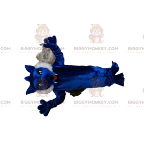 BIGGYMONKEY™ mascottekostuum van blauwe wolf met mooie vacht.