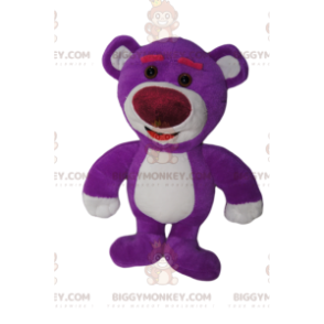 Liian söpö violetti karhu BIGGYMONKEY™ maskottiasu. karhun puku