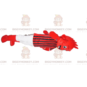 Rød Alien BIGGYMONKEY™ maskotkostume i rødt og sort sportstøj -