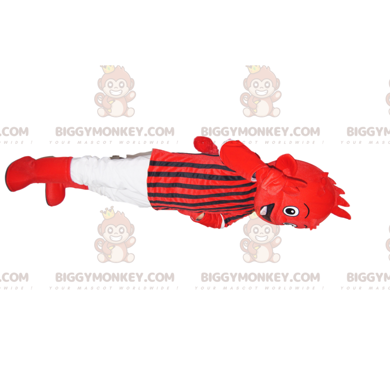Červený kostým maskota vetřelce BIGGYMONKEY™ v červenočerném
