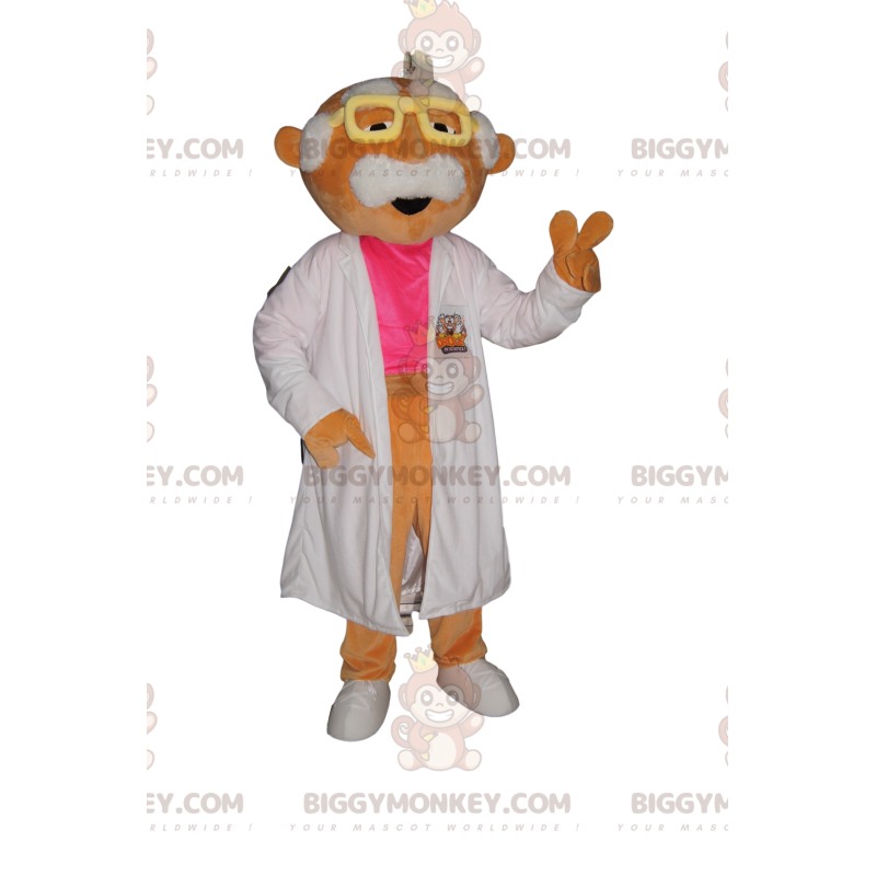 Costume da mascotte BIGGYMONKEY™ da scienziato baffuto con