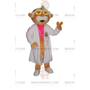 Mustachioed Scientist BIGGYMONKEY™ mascottekostuum met witte