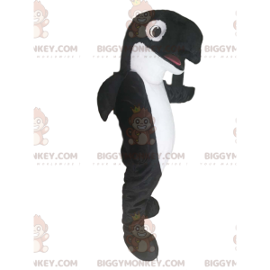 Mustavalkoinen Orca BIGGYMONKEY™ maskottiasu. orca-asu -