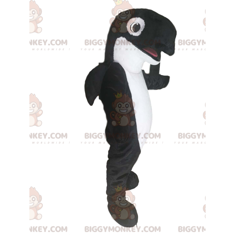 Costume da mascotte Orca BIGGYMONKEY™ in bianco e nero. costume