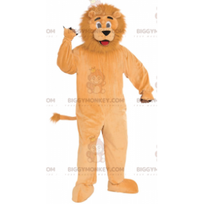 Στολή μασκότ BIGGYMONKEY™ με πορτοκαλί λιοντάρι με μαλλιαρή