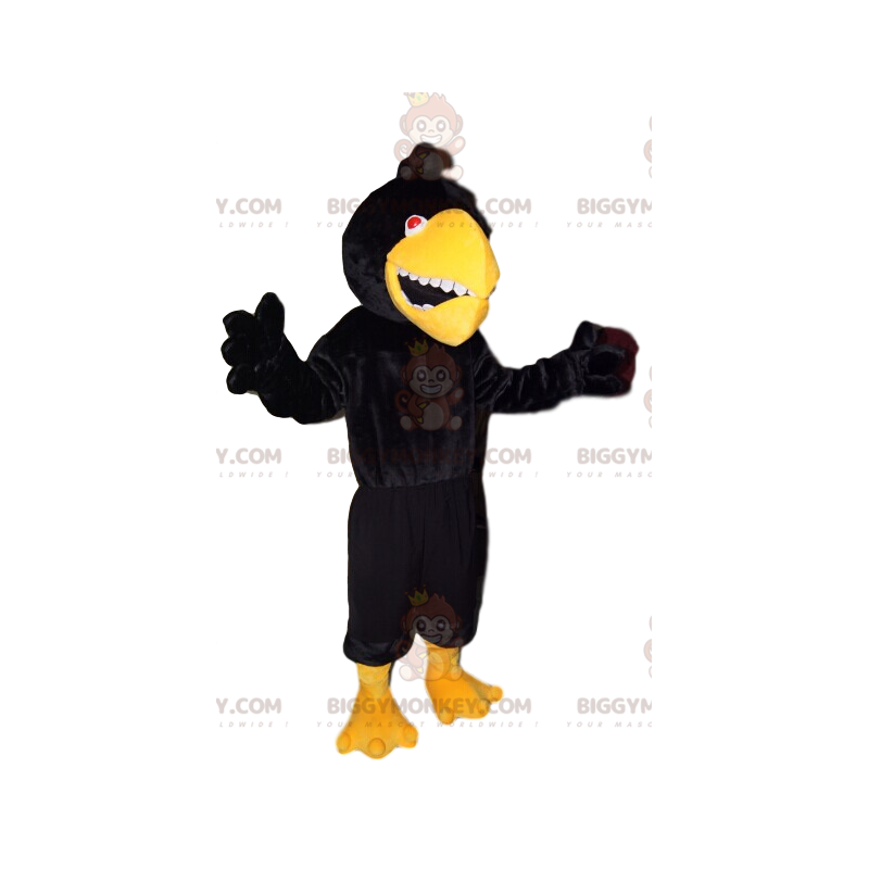 Fato de mascote BIGGYMONKEY™ de pássaro preto com Cortar L (175-180CM)