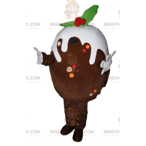 Kostým maskota Čokoládové vejce BIGGYMONKEY™ s bílou polevou –